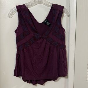 Burgundy embroidered Top